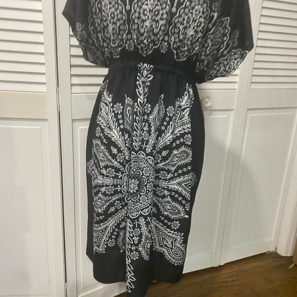 Elegant Black and White Paisley Dress - Picture 3 of 4